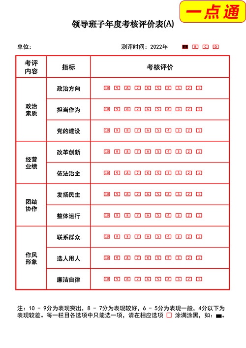 領(lǐng)導班子年度考核測評表
